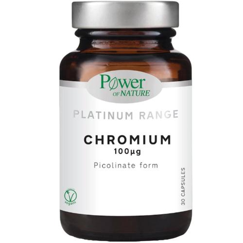 Power of Nature Platinum Range Chromium Συμπλήρωμα Διατροφής με Χρώμιο για τη Διατήρηση των Φυσιολογικών Επιπέδων Γλυκόζης στο Αίμα 100μg 30veg.caps